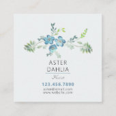 Carte De Visite Carré Boho bleu vert aquarelle Fleurs peintes (Dos)