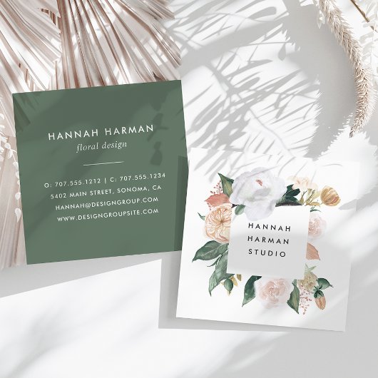 Carte De Visite Carré Boho Blooms aquarelle Floral