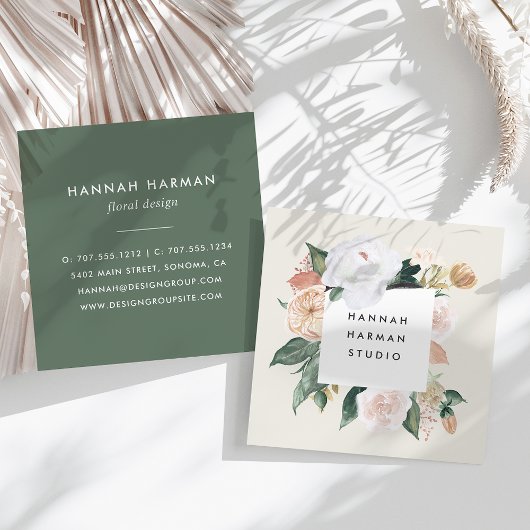 Carte De Visite Carré Boho Blooms aquarelle Floral