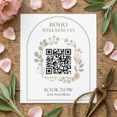 Carte De Visite Carré Boho Botanical Arched QR Code Square