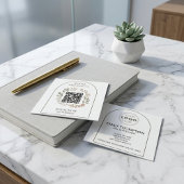 Carte De Visite Carré Boho Botanical Arched QR Code Square