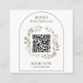 Carte De Visite Carré Boho Botanical Arched QR Code Square (Devant)