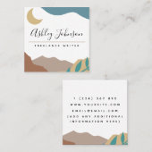 Carte De Visite Carré Boho Brown Mountains Moon Pastel Bohemian Abstrait (Devant / Derrière)