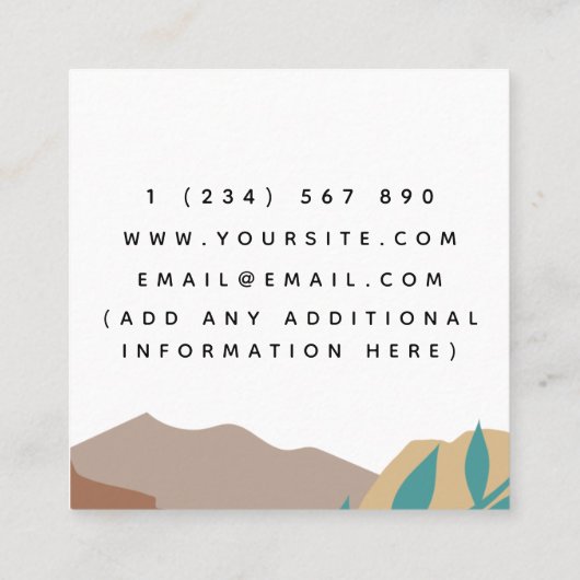 Carte De Visite Carré Boho Brown Mountains Moon Pastel Bohemian Abstrait (Dos)