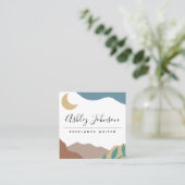 Carte De Visite Carré Boho Brown Mountains Moon Pastel Bohemian Abstrait (Debout devant)