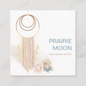 Carte De Visite Carré Boho Chic Aquarelle Macrame Mur suspendu (Devant)