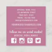 Carte De Visite Carré Boho Chic Rustique Plumes Arrière Bohème (Dos)