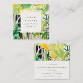 Carte De Visite Carré Boho Chic Vert Feuillage Tropical Botanique (Devant / Derrière)