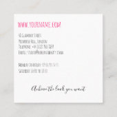 Carte De Visite Carré Boho Chic Violet Mariée Coiffure Aquarelle Floral (Dos)