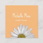 Carte De Visite Carré Boho de marguerite moderne Pale Orange Botanique (Devant)