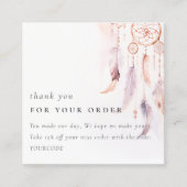 Carte De Visite Carré Boho Dreamcatcher Merci aquarelle à commande (Devant)