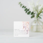 Carte De Visite Carré Boho Dreamcatcher Merci aquarelle à commande (Debout devant)