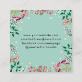 Carte De Visite Carré Boho Fleurs sauvages - Robin's Egg Blue (Dos)