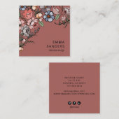 Carte De Visite Carré Boho Floral Et Folithe Cuivre Brown (Devant / Derrière)