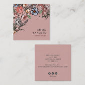 Carte De Visite Carré Boho Floral Et Verdure (Devant / Derrière)