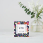 Carte De Visite Carré Boho Floral Patch - Corail & Navy Blue (Debout devant)
