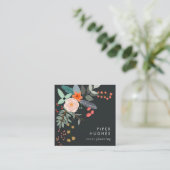 Carte De Visite Carré Boho Floral QR Code (Debout devant)