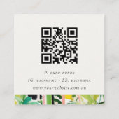 Carte De Visite Carré Boho Green Tropical Leaf Foliage Botanical QR Code (Dos)
