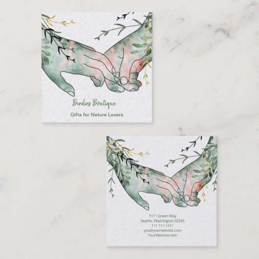 Carte De Visite Carré Boho Hands (Devant / Derrière)