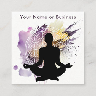 Carte De Visite Carré Boho Moderne Yoga Fleur de vie Géométrie sacrée