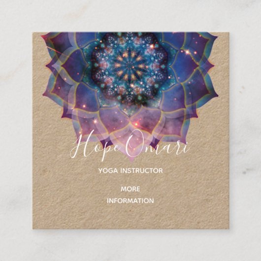 Carte De Visite Carré Boho Nebula Bloom | Conception de Mandala (Devant)