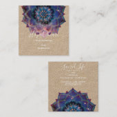 Carte De Visite Carré Boho Nebula Bloom | Conception de Mandala (Devant / Derrière)