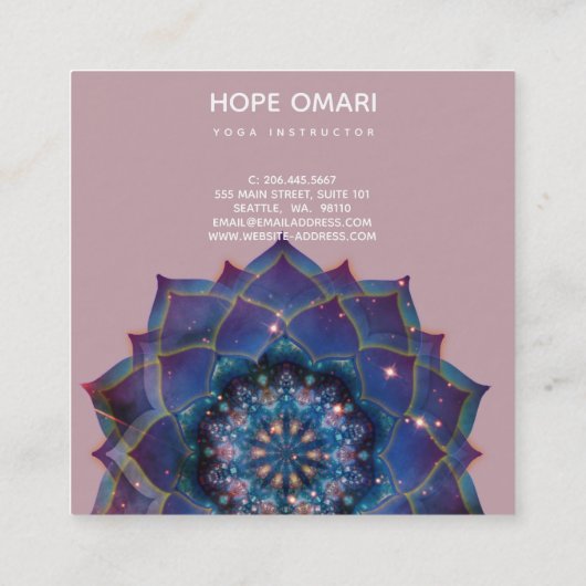 Carte De Visite Carré Boho Nebula Mandala, Mystique (Dos)