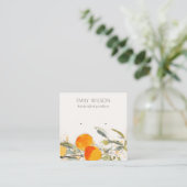 Carte De Visite Carré Boho Orange Fruity Aquarelle Écouteur Écran (Debout devant)