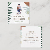 Carte De Visite Carré Boho Pottery Man Illustration Pastel Couleur Minim (Devant / Derrière)