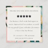 Carte De Visite Carré Boho rose Turquoise vert peint Floral Demande de r (Dos)