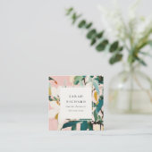 Carte De Visite Carré Boho rose Turquoise vert peint Floral Demande de r (Debout devant)