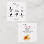 Carte De Visite Carré Boho rustique Bois Aquarelle Tournesol Bougie (Devant / Derrière)