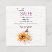 Carte De Visite Carré Boho rustique Bois Aquarelle Tournesol Bougie (Dos)