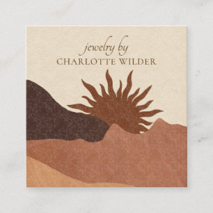 Carte De Visite Carré Boho Terracotta Sable Abstrait bijoux artisanal Bu
