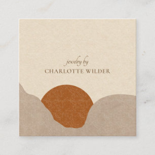 Carte De Visite Carré Boho Terracotta Sable Abstrait bijoux artisanal Bu