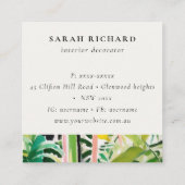 Carte De Visite Carré Boho Tropical Leafy Foliage Botanical Thank You (Dos)