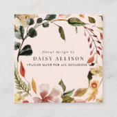 Carte De Visite Carré Boho Watercolor Flores d'automne (Devant)