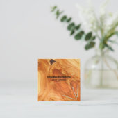 Carte De Visite Carré Bois d'artisanat Fini Bois Knot QR Code (Debout devant)