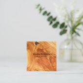 Carte De Visite Carré Bois d'artisanat Finish Wood Texture QR Code (Debout devant)