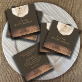 Carte De Visite Carré Bois de charpentier rustique moderne