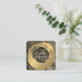 Carte De Visite Carré Bois de panneau Or brossé (Debout devant)