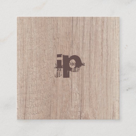 Carte De Visite Carré Bois Look Texte Perdu Monogramme Élégant Luxe (Devant)