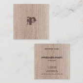 Carte De Visite Carré Bois Look Texte Perdu Monogramme Élégant Luxe (Devant / Derrière)