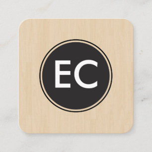 Carte De Visite Carré Bois monogramme