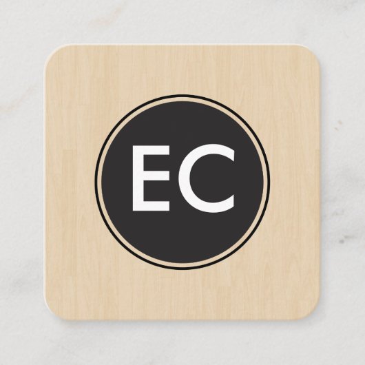 Carte De Visite Carré Bois monogramme (Devant)