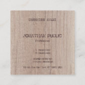 Carte De Visite Carré Bois monogramme Apparence Élégante Texte Perdu (Dos)