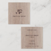 Carte De Visite Carré Bois monogramme Apparence Élégante Texte Perdu (Devant / Derrière)