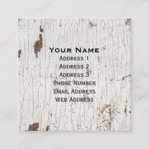 Carte De Visite Carré Bois peint blanc vintage
