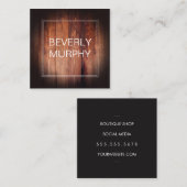 Carte De Visite Carré Bois rustique avec embellissement et Vignette (Devant / Derrière)