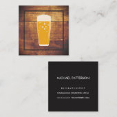 Carte De Visite Carré Bois rustique | Brasserie (Devant / Derrière)